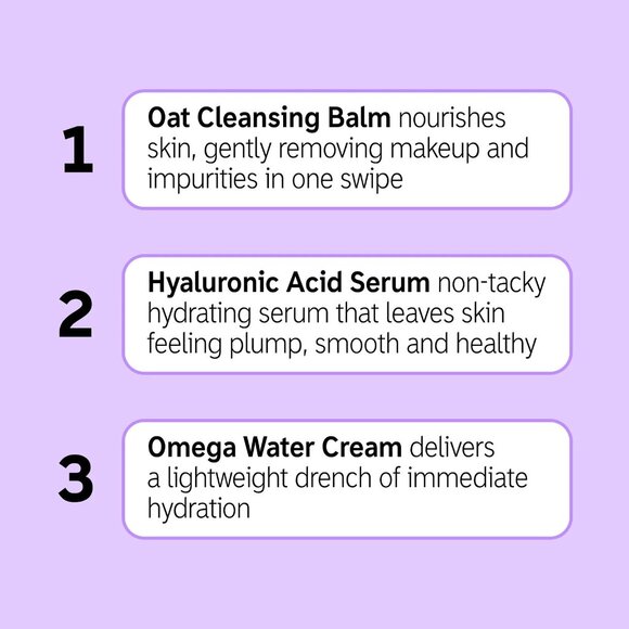 The Inkey List Skincare Starter Set Oak Cleanser Balm, Serum & Omega Water Cream - Picture 3 of 3